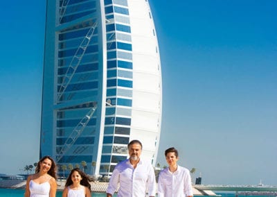 colour photo of family on a beach in Dubai
