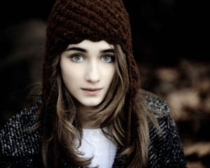 girl in a brown beanie hat