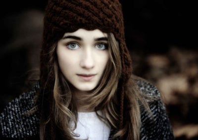 girl in a brown beanie hat