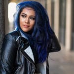 photo of a girl with blue hair