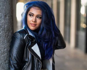 photo of a girl with blue hair