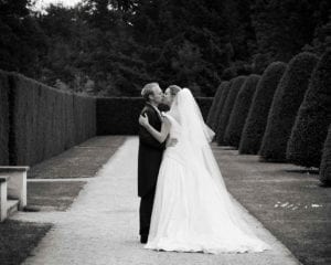 bride and groom kissing